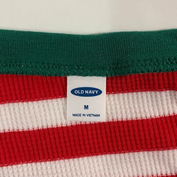 Old Navy M Christmas Striped Waffle One Piece Family Pajamas Red White Adult - Picture 3 of 9